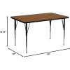 Flash Furniture 30”W x 60”L Rectangular Grey HP Laminate Activity Table – Standard Height Adjustable Legs(Oak)
