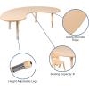 Flash Furniture 35″W x 65″L Half-Moon Natural Plastic Height Adjustable Activity Table Set with 4 Chairs(Natural)