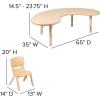 Flash Furniture 35″W x 65″L Half-Moon Natural Plastic Height Adjustable Activity Table Set with 4 Chairs(Natural)