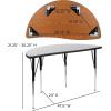 Flash Furniture 47.5″ Half Circle Wave Collaborative Oak Thermal Laminate Activity Table – Standard Height Adjustable Legs(Grey)