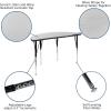 Flash Furniture 47.5″ Half Circle Wave Collaborative Oak Thermal Laminate Activity Table – Standard Height Adjustable Legs(Grey)