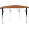 Flash Furniture 47.5″ Half Circle Wave Collaborative Oak Thermal Laminate Activity Table – Standard Height Adjustable Legs(Oak)