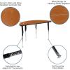 Flash Furniture 47.5″ Half Circle Wave Collaborative Oak Thermal Laminate Activity Table – Standard Height Adjustable Legs(Oak)