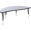 Flash Furniture 60″ Half Circle Wave Collaborative Oak Thermal Laminate Activity Table – Height Adjustable Short Legs(Grey)