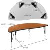 Flash Furniture 60″ Half Circle Wave Collaborative Oak Thermal Laminate Activity Table – Height Adjustable Short Legs(Oak)