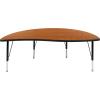 Flash Furniture 60″ Half Circle Wave Collaborative Oak Thermal Laminate Activity Table – Height Adjustable Short Legs(Oak)