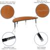 Flash Furniture 60″ Half Circle Wave Collaborative Oak Thermal Laminate Activity Table – Height Adjustable Short Legs(Oak)