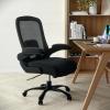 Flash Furniture Big & Tall Swivel Office and Gaming Chair with LeatherSoft Seat, Mesh Office Chair with Flip-Up Armrests and Adjustable Height, Black(Black Fabric/Mesh)