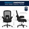 Flash Furniture Big & Tall Swivel Office and Gaming Chair with LeatherSoft Seat, Mesh Office Chair with Flip-Up Armrests and Adjustable Height, Black(Black Fabric/Mesh)