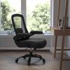 Flash Furniture Big & Tall Swivel Office and Gaming Chair with LeatherSoft Seat, Mesh Office Chair with Flip-Up Armrests and Adjustable Height, Black(Black Leathersoft/Mesh)