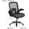 Flash Furniture Big & Tall Swivel Office and Gaming Chair with LeatherSoft Seat, Mesh Office Chair with Flip-Up Armrests and Adjustable Height, Black(Black Leathersoft/Mesh)