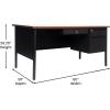 Flash Furniture Cambridge Right Side Single Pedestal Desk with 3 Locking Drawers, Commercial Grade Teacher’s or Office Desk, 30×60, Metal Frame, Walnut/Black(Walnut)