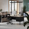 Flash Furniture Cambridge Right Side Single Pedestal Desk with 3 Locking Drawers, Commercial Grade Teacher’s or Office Desk, 30×60, Metal Frame, Walnut/Black(White Oak)