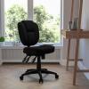 Flash Furniture Caroline Mid-Back Black LeatherSoft Multifunction Swivel Ergonomic Task Office Chair with Pillow Top Cushioning(Black Fabric)