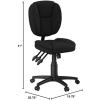 Flash Furniture Caroline Mid-Back Black LeatherSoft Multifunction Swivel Ergonomic Task Office Chair with Pillow Top Cushioning(Black Fabric)