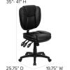 Flash Furniture Caroline Mid-Back Black LeatherSoft Multifunction Swivel Ergonomic Task Office Chair with Pillow Top Cushioning(Black Leathersoft)