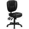 Flash Furniture Caroline Mid-Back Black LeatherSoft Multifunction Swivel Ergonomic Task Office Chair with Pillow Top Cushioning(Black Leathersoft)
