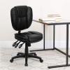 Flash Furniture Caroline Mid-Back Black LeatherSoft Multifunction Swivel Ergonomic Task Office Chair with Pillow Top Cushioning(Black Leathersoft)