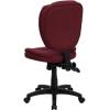 Flash Furniture Caroline Mid-Back Black LeatherSoft Multifunction Swivel Ergonomic Task Office Chair with Pillow Top Cushioning(Burgundy Fabric)