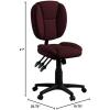 Flash Furniture Caroline Mid-Back Black LeatherSoft Multifunction Swivel Ergonomic Task Office Chair with Pillow Top Cushioning(Burgundy Fabric)