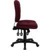 Flash Furniture Caroline Mid-Back Black LeatherSoft Multifunction Swivel Ergonomic Task Office Chair with Pillow Top Cushioning(Burgundy Fabric)