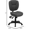 Flash Furniture Caroline Mid-Back Black LeatherSoft Multifunction Swivel Ergonomic Task Office Chair with Pillow Top Cushioning(Gray Fabric)