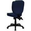 Flash Furniture Caroline Mid-Back Black LeatherSoft Multifunction Swivel Ergonomic Task Office Chair with Pillow Top Cushioning(Navy Blue Fabric)