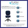 Flash Furniture Caroline Mid-Back Black LeatherSoft Multifunction Swivel Ergonomic Task Office Chair with Pillow Top Cushioning(Navy Blue Fabric)