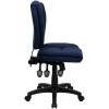 Flash Furniture Caroline Mid-Back Black LeatherSoft Multifunction Swivel Ergonomic Task Office Chair with Pillow Top Cushioning(Navy Blue Fabric)