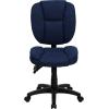Flash Furniture Caroline Mid-Back Black LeatherSoft Multifunction Swivel Ergonomic Task Office Chair with Pillow Top Cushioning(Navy Blue Fabric)