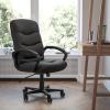 Flash Furniture Chelsea Mid-Back Black LeatherSoft Executive Swivel Office Chair with Three Line Horizontal Stitch Back and Arms