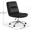Flash Furniture Chloe Commercial Mid-Back Swivel Office Chair, Padded LeatherSoft, Adjustable Height, Ergonomic Mid-Rise Back, Armless, Wheels, White/Gold(Black Leathersoft/Chrome Frame)