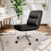 Flash Furniture Chloe Commercial Mid-Back Swivel Office Chair, Padded LeatherSoft, Adjustable Height, Ergonomic Mid-Rise Back, Armless, Wheels, White/Gold(Black Leathersoft/Chrome Frame)
