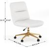 Flash Furniture Chloe Commercial Mid-Back Swivel Office Chair, Padded LeatherSoft, Adjustable Height, Ergonomic Mid-Rise Back, Armless, Wheels, White/Gold(White Leathersoft/Gold Frame)
