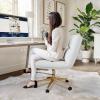 Flash Furniture Chloe Commercial Mid-Back Swivel Office Chair, Padded LeatherSoft, Adjustable Height, Ergonomic Mid-Rise Back, Armless, Wheels, White/Gold(White Leathersoft/Gold Frame)