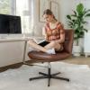 Flash Furniture Chloe Commercial Mid-Back Swivel Office Chair, Wide Design, Padded LeatherSoft, Adjustable Height, Ergonomic Mid-Rise Back, Armless, Black/Chrome(Cognac Leathersoft/Black Frame)
