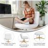 Flash Furniture Chloe Commercial Mid-Back Swivel Office Chair, Wide Design, Padded LeatherSoft, Adjustable Height, Ergonomic Mid-Rise Back, Armless, Black/Chrome(White Leathersoft/Gold Frame)