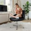 Flash Furniture Chloe Commercial Mid-Back Swivel Office Chair, Wide Design, Padded LeatherSoft, Adjustable Height, Ergonomic Mid-Rise Back, Armless, Black/Chrome(Black Leathersoft/Chrome Frame)