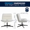 Flash Furniture Chloe Commercial Mid-Back Swivel Office Chair, Wide Design, Padded LeatherSoft, Adjustable Height, Ergonomic Mid-Rise Back, Armless, Black/Chrome(Cream Faux Shearling/Black Frame)