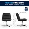 Flash Furniture Chloe Commercial Mid-Back Swivel Office Chair, Wide Design, Padded LeatherSoft, Adjustable Height, Ergonomic Mid-Rise Back, Armless, Black/Chrome(Black Leathersoft/Chrome Frame)