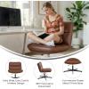 Flash Furniture Chloe Commercial Mid-Back Swivel Office Chair, Wide Design, Padded LeatherSoft, Adjustable Height, Ergonomic Mid-Rise Back, Armless, Black/Chrome(Cognac Leathersoft/Black Frame)
