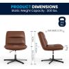 Flash Furniture Chloe Commercial Mid-Back Swivel Office Chair, Wide Design, Padded LeatherSoft, Adjustable Height, Ergonomic Mid-Rise Back, Armless, Black/Chrome(Cognac Leathersoft/Black Frame)