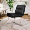 Flash Furniture Chloe Commercial Mid-Back Swivel Office Chair, Wide Design, Padded LeatherSoft, Adjustable Height, Ergonomic Mid-Rise Back, Armless, Black/Chrome(Black Leathersoft/Chrome Frame)