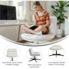Flash Furniture Chloe Commercial Mid-Back Swivel Office Chair, Wide Design, Padded LeatherSoft, Adjustable Height, Ergonomic Mid-Rise Back, Armless, Black/Chrome(Cream Faux Shearling/Black Frame)