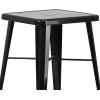 Flash Furniture Commercial Grade 23.75″ Square Red Metal Indoor-Outdoor Bar Table Set with 2 Stools with Backs(Black)