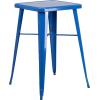 Flash Furniture Commercial Grade 23.75″ Square Red Metal Indoor-Outdoor Bar Table Set with 2 Stools with Backs(Blue)