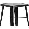 Flash Furniture Commercial Grade 23.75″ Square Red Metal Indoor-Outdoor Bar Table Set with 2 Stools with Backs(Red)