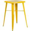 Flash Furniture Commercial Grade 23.75″ Square Red Metal Indoor-Outdoor Bar Table Set with 2 Stools with Backs(Yellow)