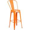 Flash Furniture Commercial Grade 30″ Round White Metal Indoor-Outdoor Bar Table Set with 2 Cafe Stools(Orange)