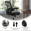 Flash Furniture Kelista Mid-Back Black Mesh Swivel Ergonomic Task Office Chair with Flip-Up Arms and Transparent Roller Wheels(Black Mesh)